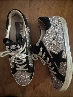 Golden Goose  Silver Glitter Superstar Sneakers, made in Italy size 39